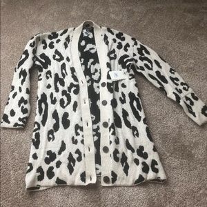 something navy leopard cardigan